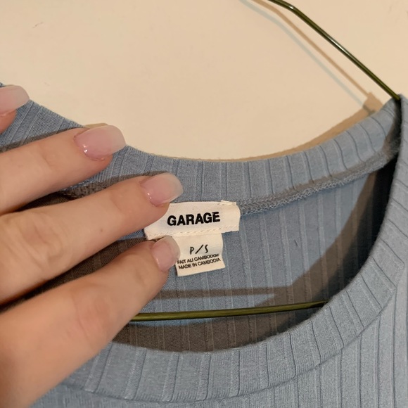 Garage Basic Dusty Blue Ribbed Long Sleeve Top - Picture 2 of 3